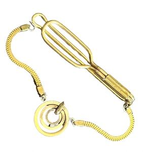 Vintage Gold-Tone “Radio Superior” Tie Bar with Box Chain & Geometric Pendant